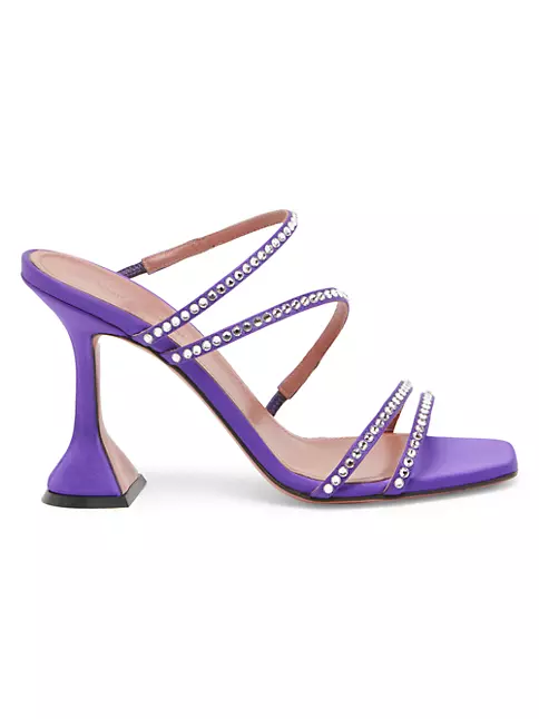 Shop Amina Muaddi Naima Leather & Crystal Strappy Sandals | Saks Fifth ...