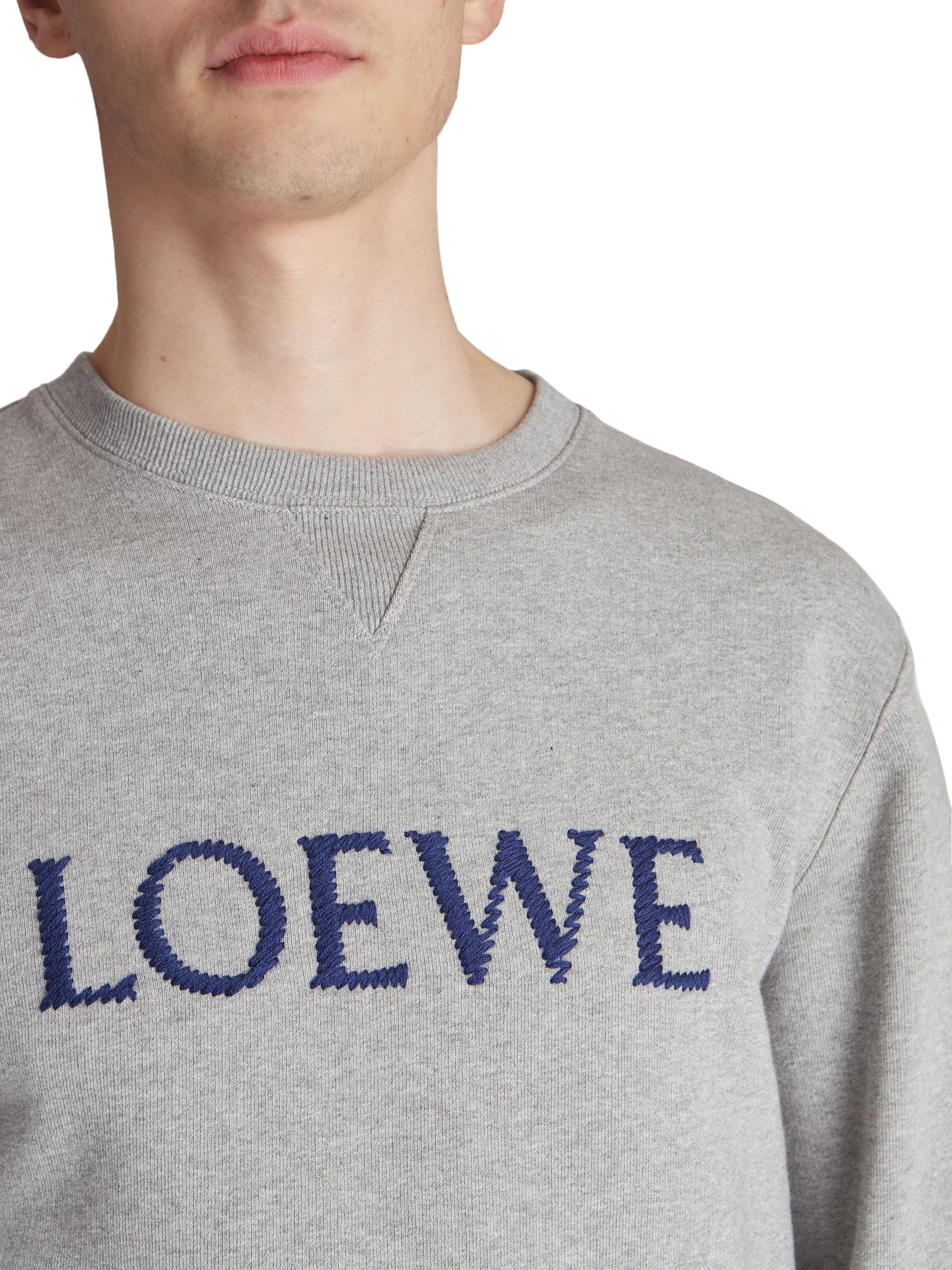 Shop LOEWE Embroidered Cotton Crewneck Sweatshirt | Saks Fifth Avenue
