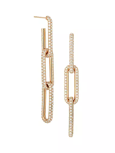 Saxon 18K Rose Gold & 7.06 TCW Diamond Oval-Link Chain Earrings