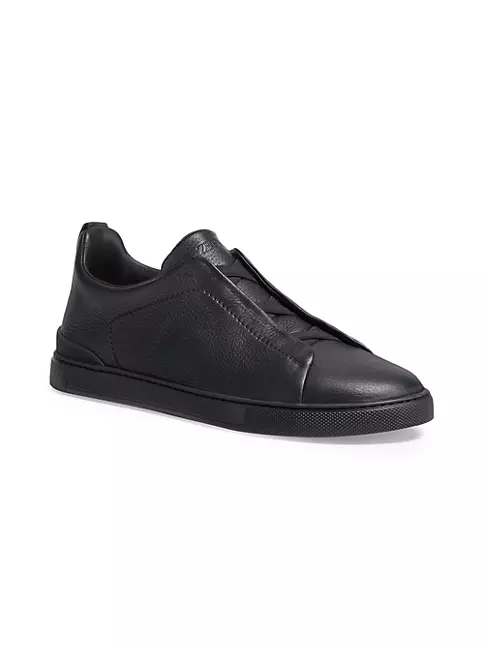 Shop ZEGNA Triple Stitch Leather Low-Top Sneakers | Saks Fifth Avenue