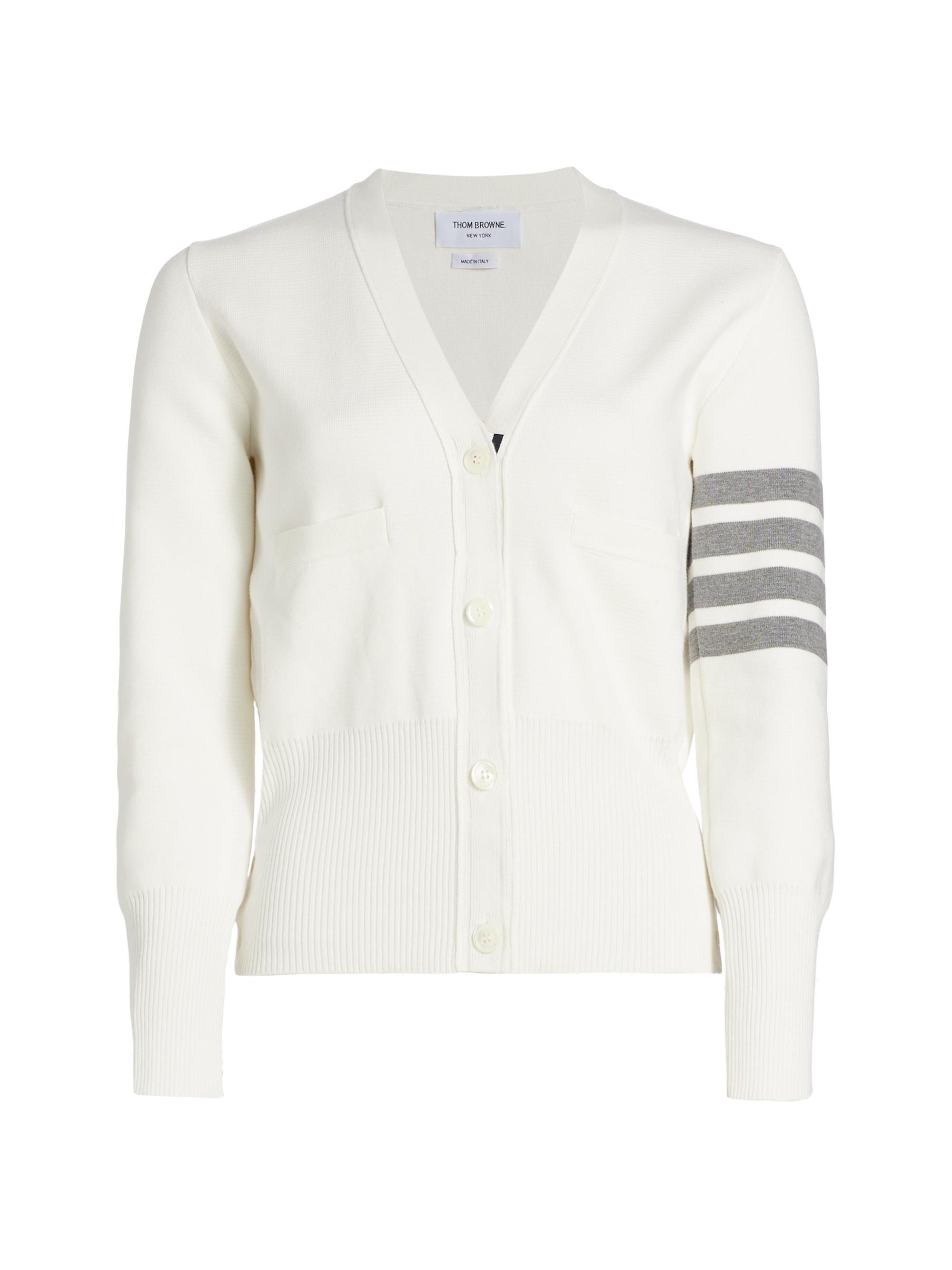Shop Thom Browne Four-Bar Cotton Cardigan | Saks Fifth Avenue