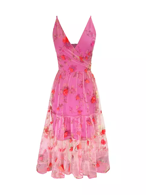 Shop Dress The Population Paulette Floral Fit-&-Flare Midi-Dress | Saks ...