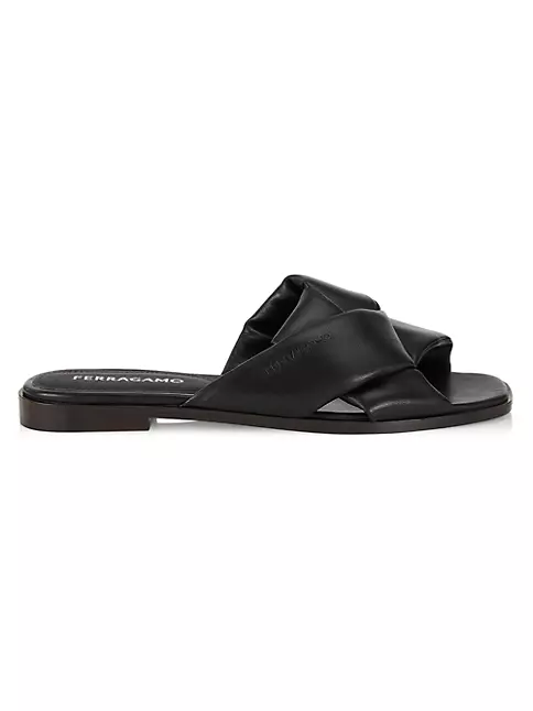 Shop FERRAGAMO Alrai Napa Flat Leather Sandals | Saks Fifth Avenue
