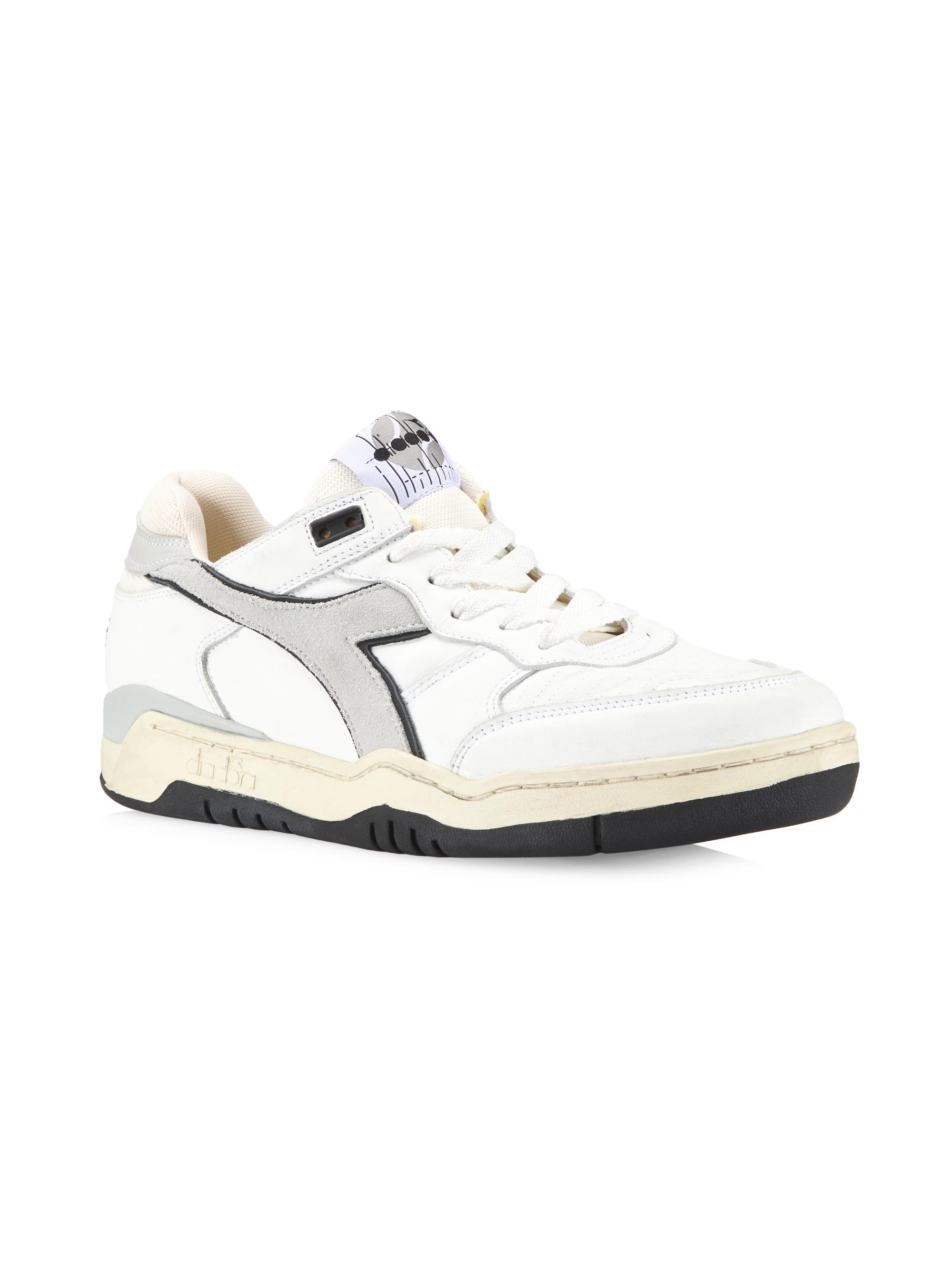 Scarpe Diadora Heritage B.560 Used - Sneaker Unisex In Pelle Bianco E Blu - Foto 6