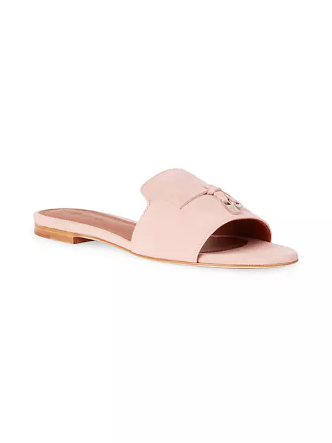 Shop Loro Piana Summer Charms Leather Slippers | Saks Fifth Avenue