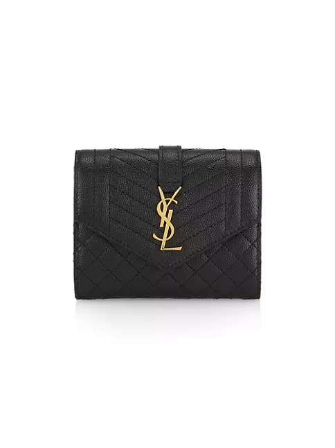 Saint Laurent Gaby Compact Tri-Fold Wallet In Quilted Lambskin