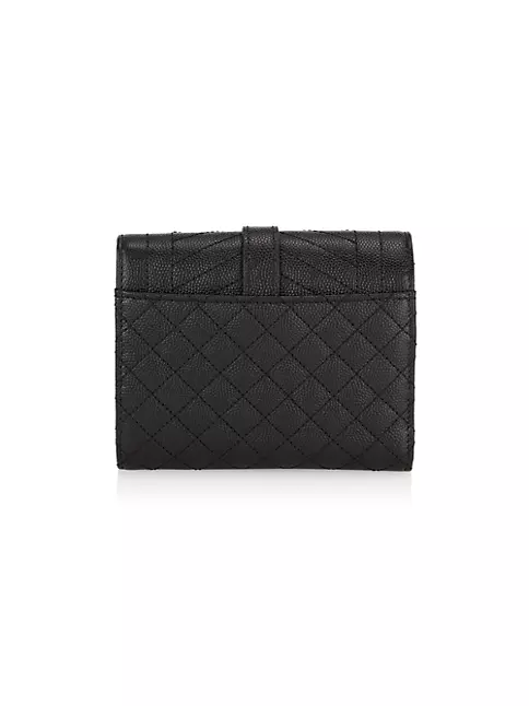 Saint Laurent Gaby Compact Tri-Fold Wallet In Quilted Lambskin