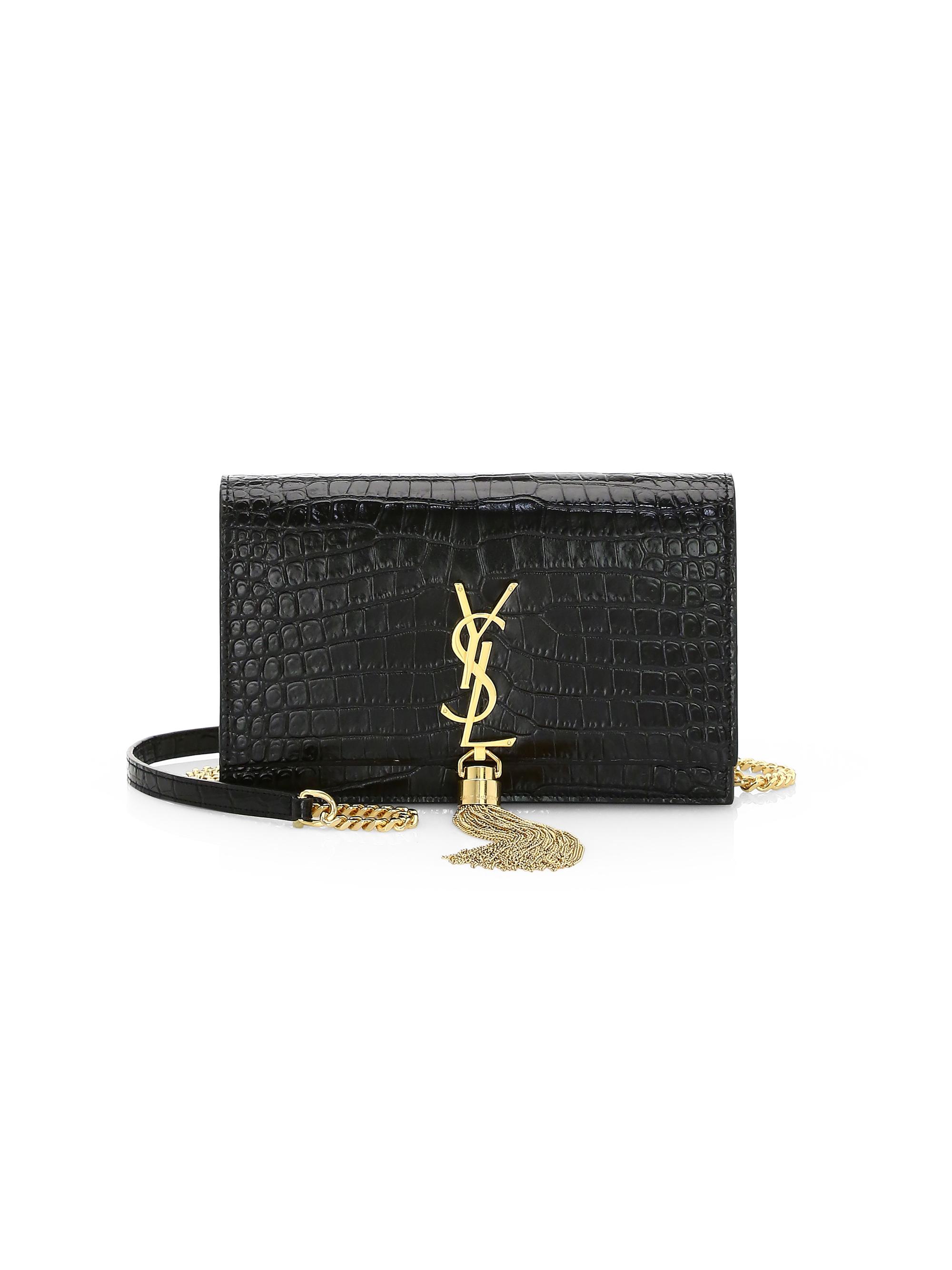 Shop Saint Laurent Kate Tassel Croc-Embossed Leather Shoulder Bag | Saks  Fifth Avenue