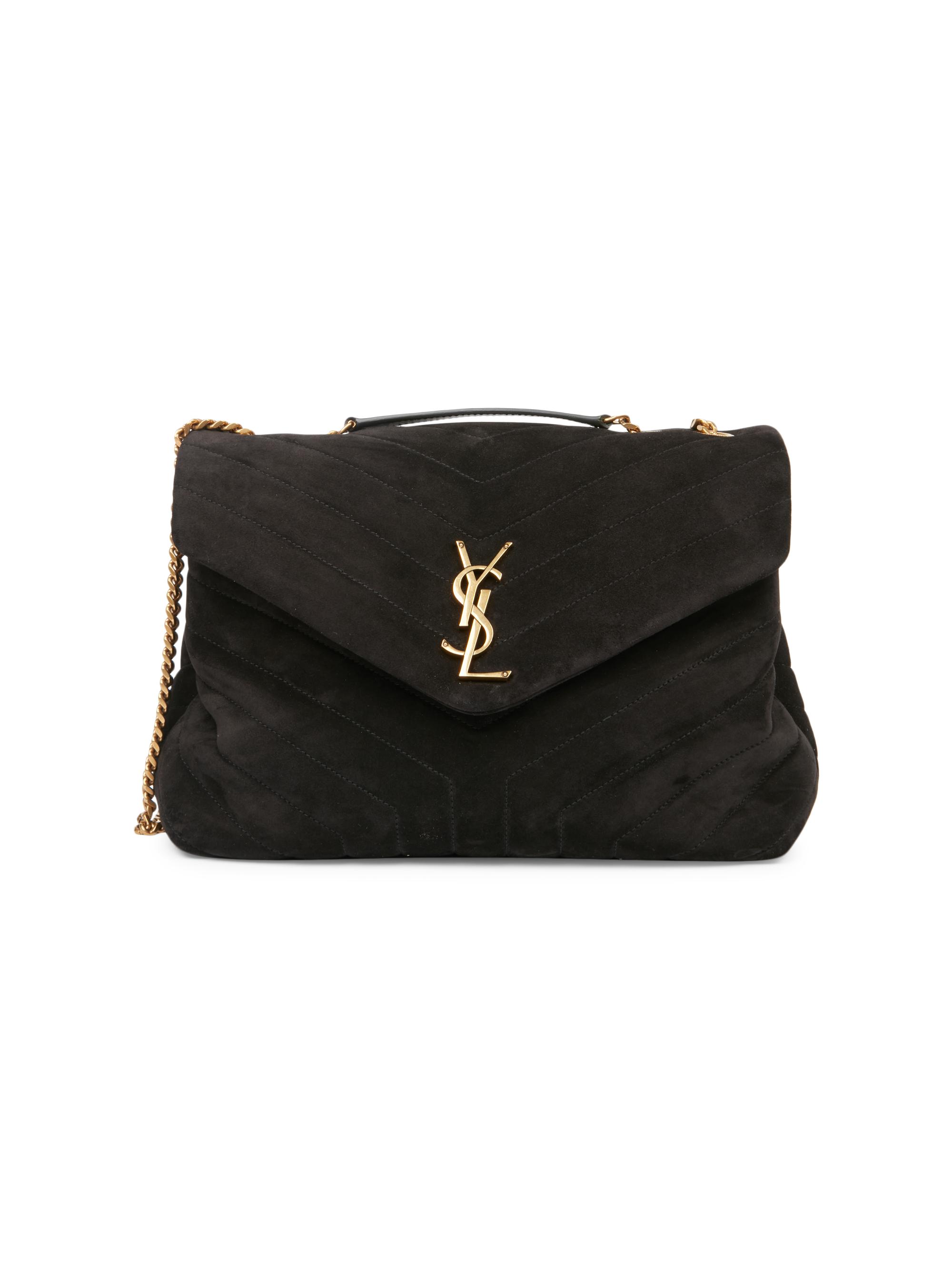 Medium Loulou Matelassé Suede Shoulder Bag