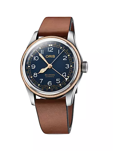 Big Crown Pointer Date Leather Strap Watch