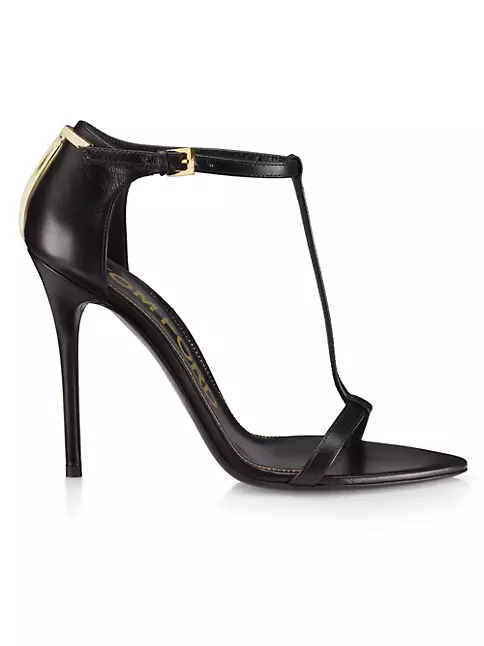 Shop TOM FORD Leather T-Strap Sandals | Saks Fifth Avenue
