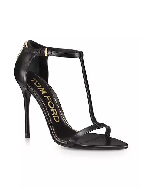 Shop TOM FORD Leather T-Strap Sandals | Saks Fifth Avenue