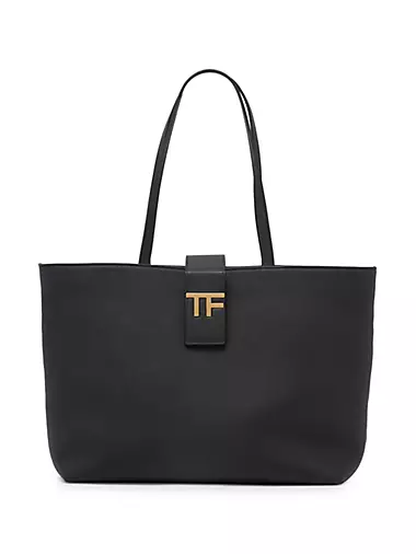 Small TF Logo E/W Leather Tote