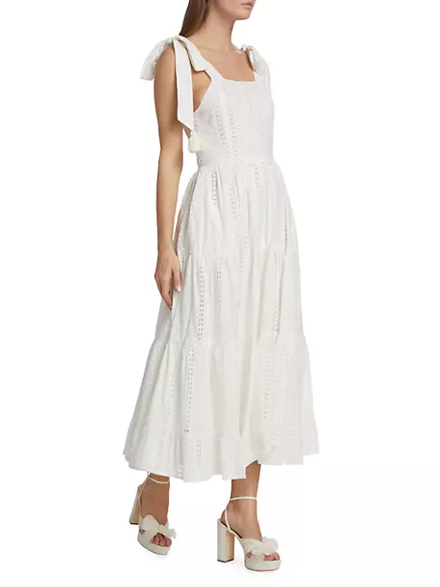 Shop Mille Daphne Tiered Eyelet Midi Dress | Saks Fifth Avenue