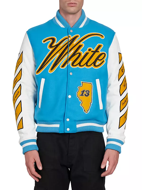 Shop Off-White Varsity World Leather Jacket | Saks Fifth Avenue