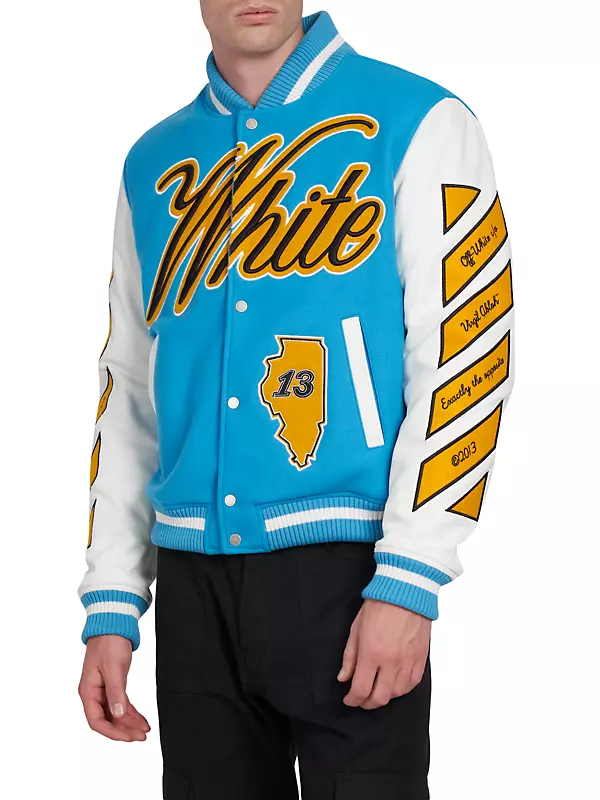 Shop Off-White Varsity World Leather Jacket | Saks Fifth Avenue