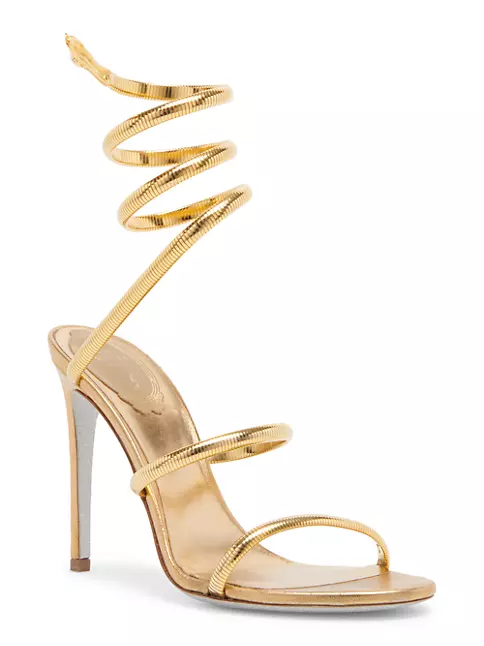 Shop Rene Caovilla Leather & Copper Snake Strap Sandals | Saks Fifth Avenue