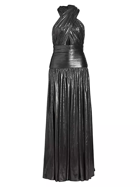 Shop Bronx and Banco Florence Metallic Halter-Neck Gown | Saks Fifth Avenue