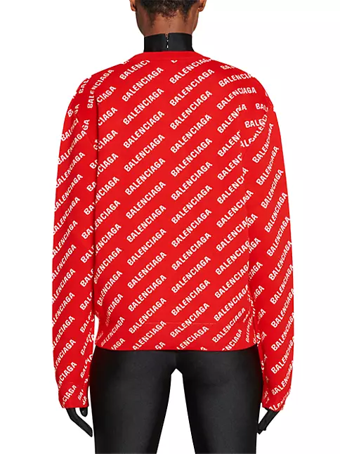 Balenciaga Mini All-Over Logo Cardigan - Red