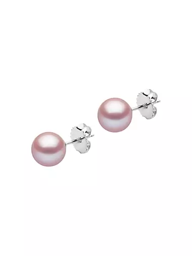 14K White Gold & 8-9MM Pink Freshwater Pearl Stud Earrings