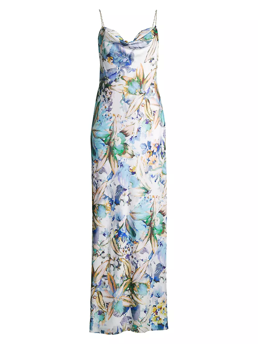 Shop Liv Foster Floral Beaded-Strap Cowl Neck Gown | Saks Fifth Avenue