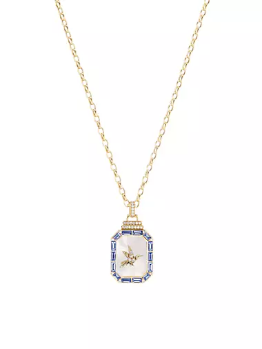 Amuleti Hummingbird 18K Gold, Diamond, Sapphire & Mother-Of-Pearl Treasure Locket