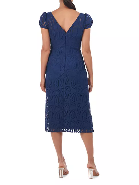 Shop Kay Unger Lace Midi-Dress | Saks Fifth Avenue