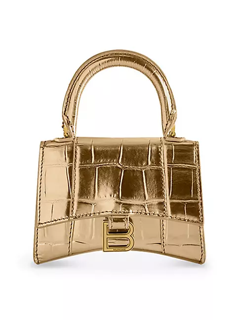 Shop Balenciaga Hourglass Mini Handbag With Chain Metallized
