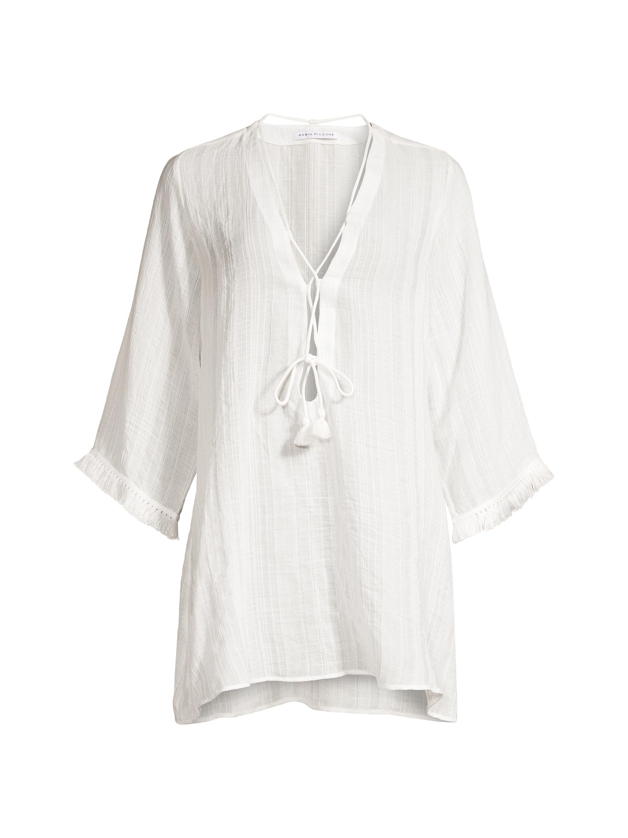 Robin Kaplan Trapeze Tunic with Silk Chiffon Border in Sage main image 0