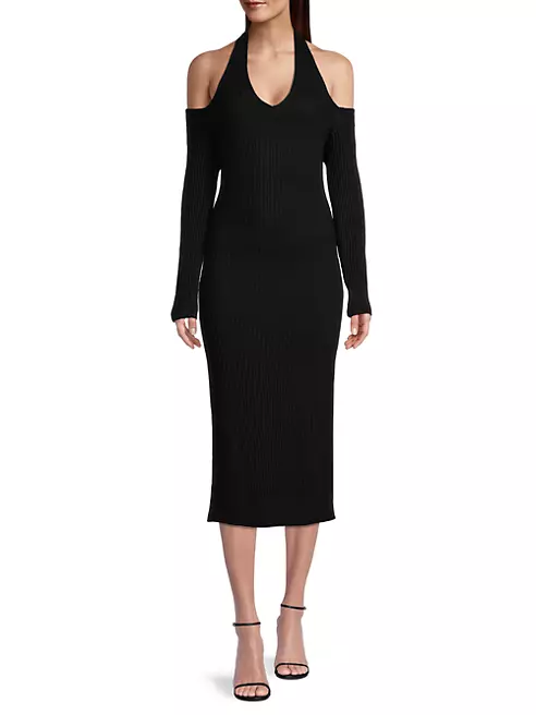 Shop 525 America Cold-Shoulder Rib-Knit Midi-Dress | Saks Fifth Avenue