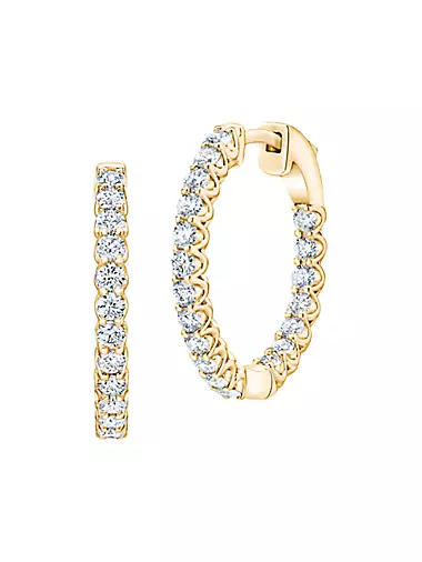14K Yellow Gold & 1 TCW Diamond Inside-Out Hoop Earrings