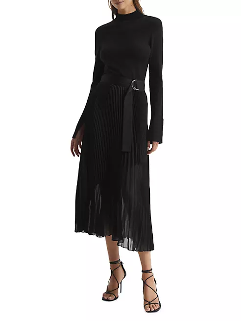 Shop Reiss Anya D-Ring Pleated Midi-Skirt | Saks Fifth Avenue