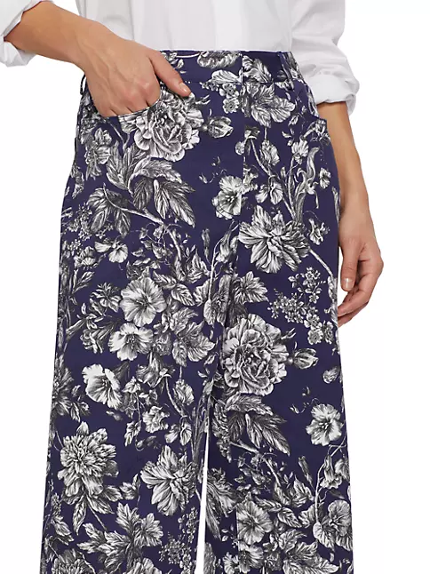 Shop Adam Lippes Alessia Twill Floral Wide-Leg Pants | Saks Fifth Avenue
