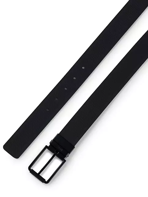 Shop BOSS Reversible leather belt with black-varnished roller buckle ...