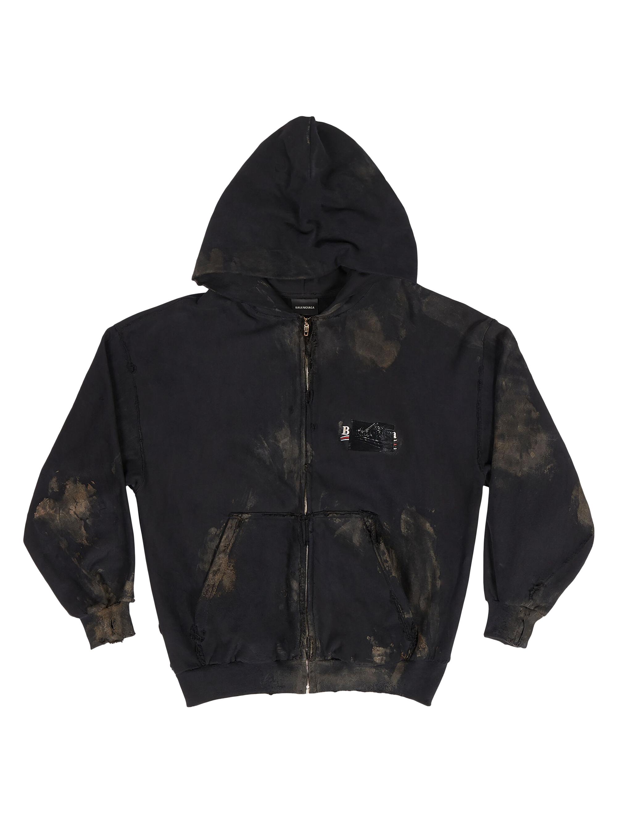 Shop Balenciaga Gaffer Zip-Up Hoodie Small Fit | Saks Fifth Avenue