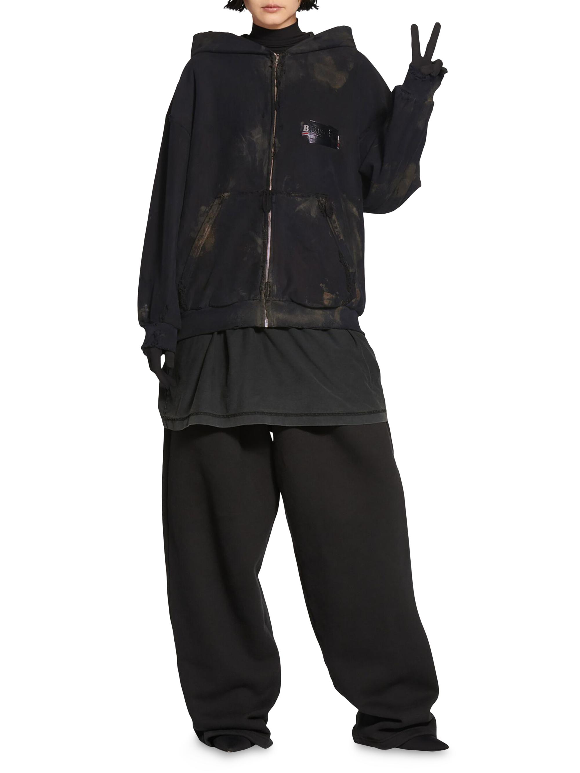 Shop Balenciaga Gaffer Zip-Up Hoodie Small Fit | Saks Fifth Avenue