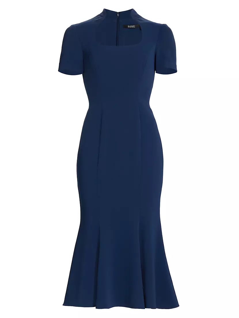 Shop Badgley Mischka Short-Sleeve Fishtail Midi-Dress | Saks Fifth Avenue