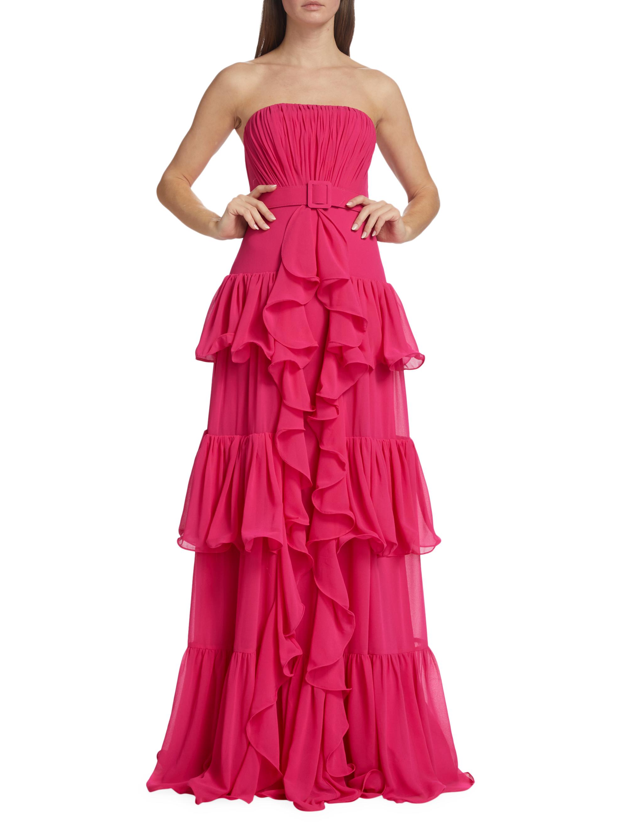 T2Love Fuschia Ruffle Sleeve Tiered Dress