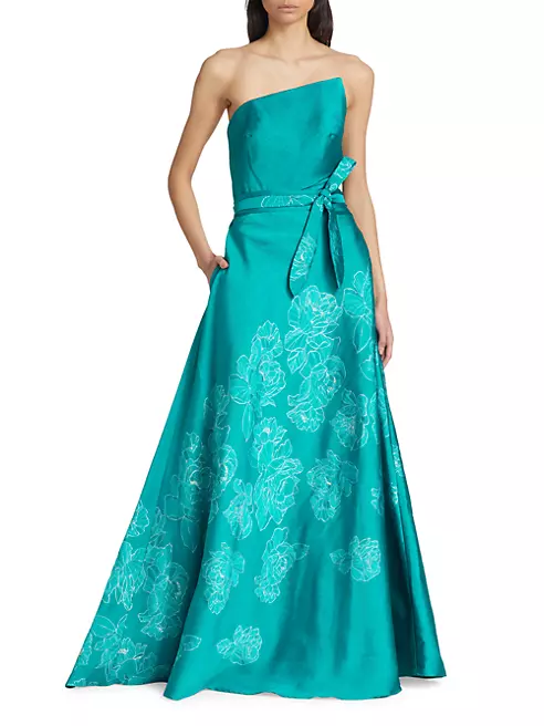 Shop Rene Ruiz Collection Strapless Floral-Embroidered Gown | Saks ...