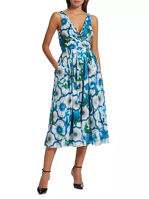 Shop Samantha Sung Vivien Belted Floral Midi-Dress | Saks Fifth Avenue