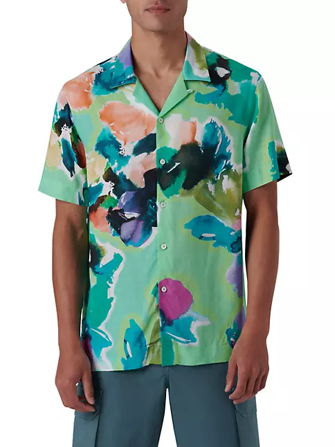 Shop Bugatchi Paradise Watercolor Camp Shirt | Saks Fifth Avenue