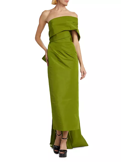 Shop Marchesa One-Shoulder Draped Faille Ankle Gown | Saks Fifth Avenue