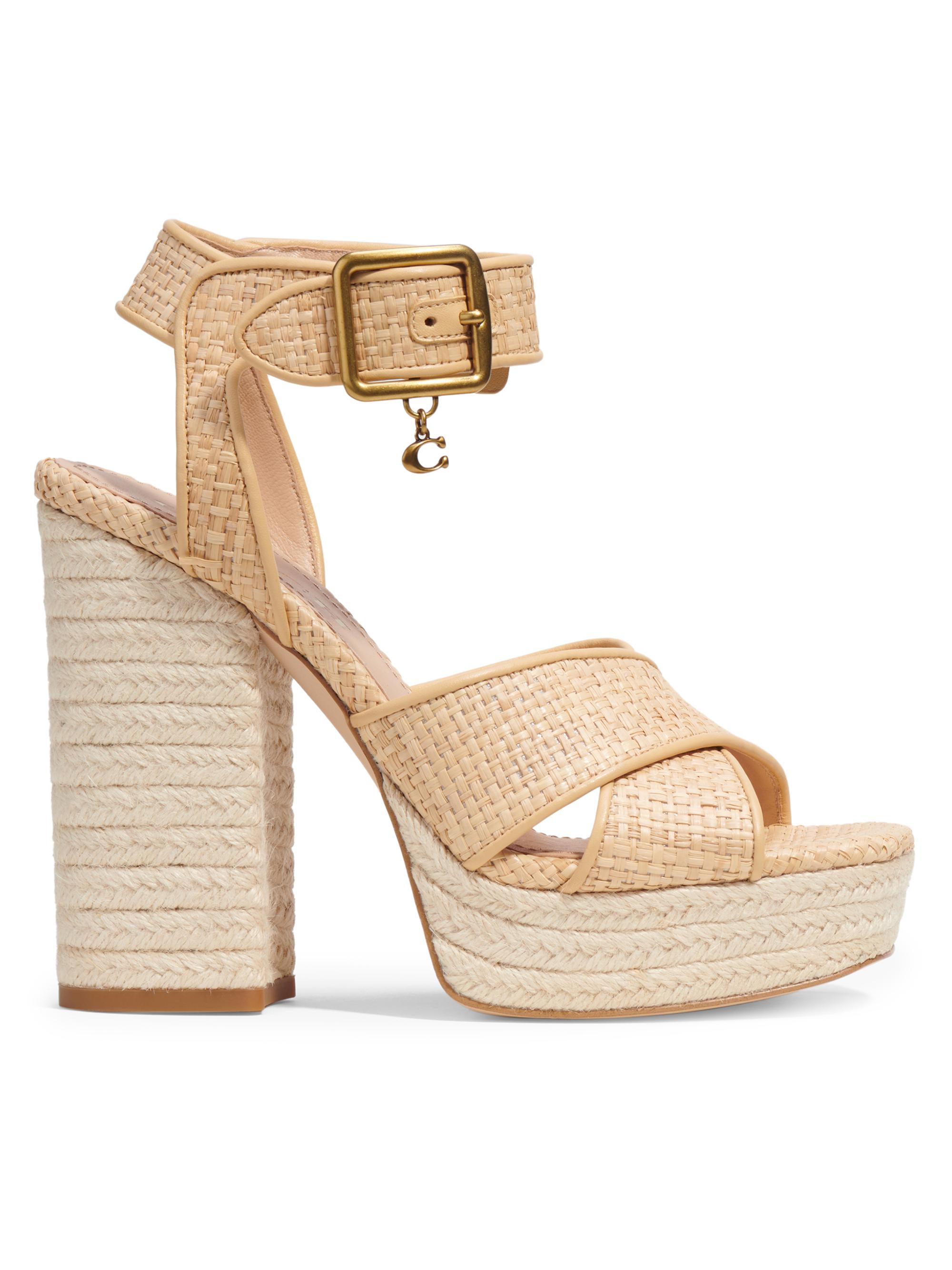 Shop COACH Nelly Raffia & Leather Platform Espadrilles Saks Fifth Avenue