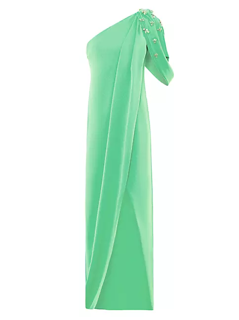 Shop Ozgur Masur Embellished Draped One-Shoulder Column Gown | Saks ...