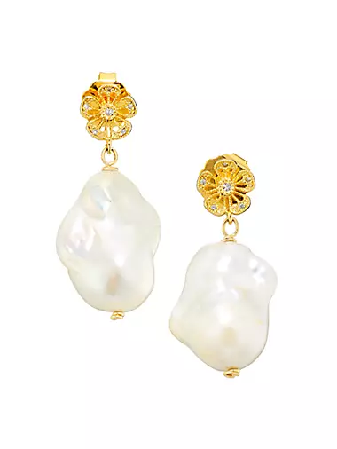 Honeymoon 14K Gold-Plated & Baroque Freshwater Pearl Earrings