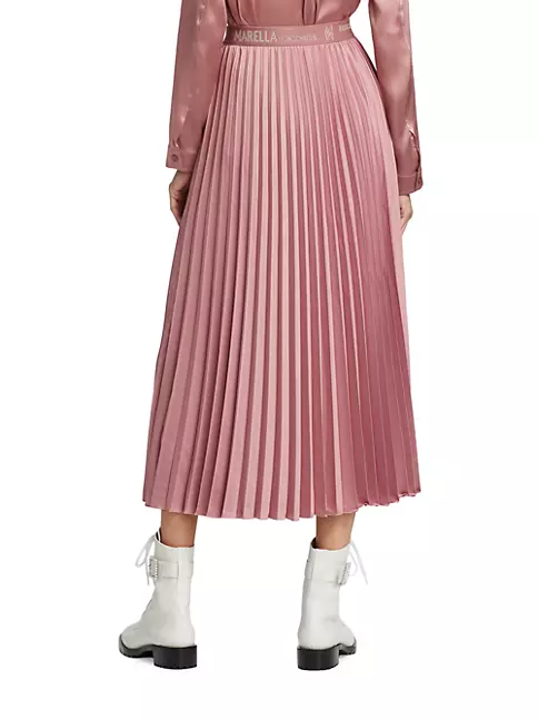 Shop Marella Marella Monochrome Domino Pleated Satin Midi-Skirt | Saks ...