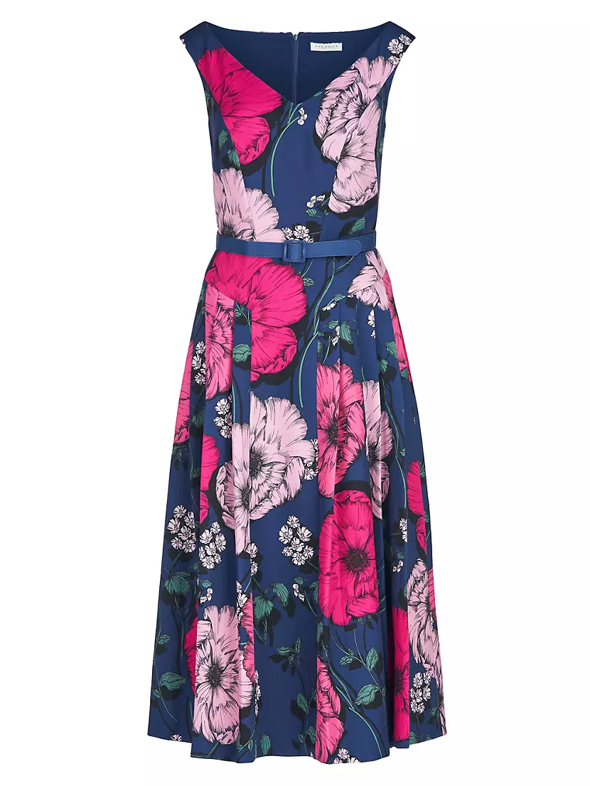 Shop Kay Unger Cory Floral Stretch Crepe Midi-Dress | Saks Fifth Avenue