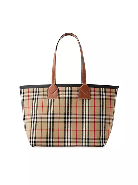Shop Burberry Medium London Check Tote Bag | Saks Fifth Avenue