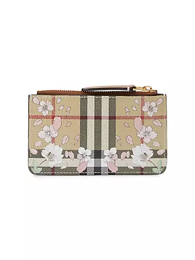 Kelbrook Cherry Blossom Check Leather Coin Purse