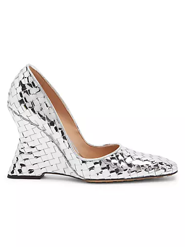 Comet 100MM Mirrored Leather Wedge Pumps